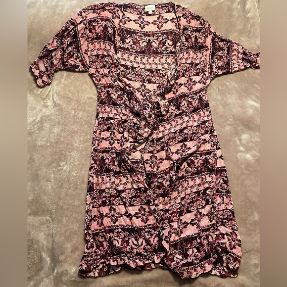 LuLaRoe Sweaters - Pink and maroon knee length LuLaRoe cardigan